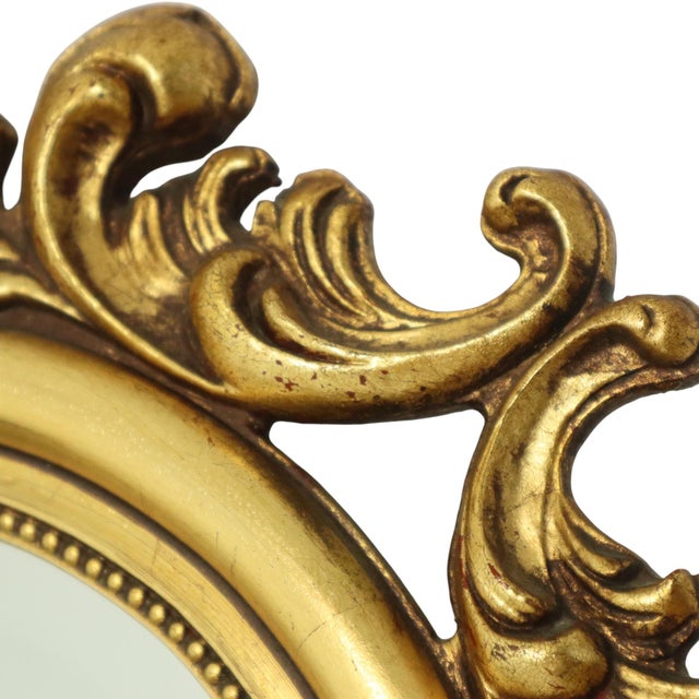 French Gold Leaf Gilded Crested Mirror, 1950s For Sale - Image 12 of 15