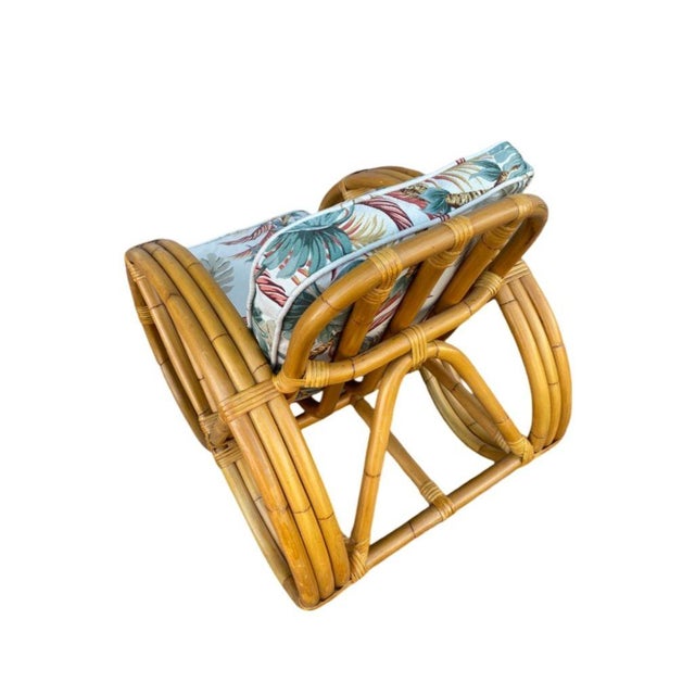 Restored 1950s Mid-Century Child Size 3-Strand Round Pretzel Rattan Living Room Set For Sale - Image 9 of 15