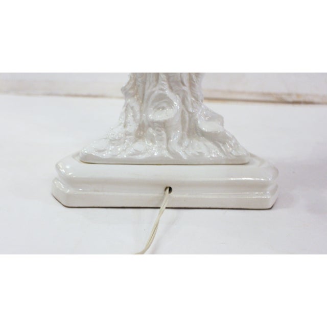 White Mid-20th Century Italian Ceramic Faux Bois Blanc De Chine Glazed Lamp For Sale - Image 8 of 9