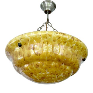 Art Deco Amber Glass Pendant Light, 1930s For Sale
