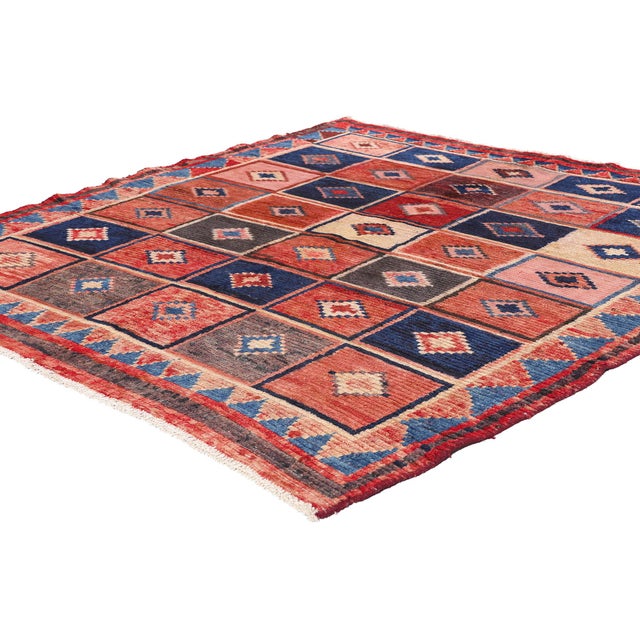 78888 Vintage Persian Lori Checkerboard Rug, 05'05 x 06'02. This exquisite hand-knotted wool vintage Persian Lori rug is a...