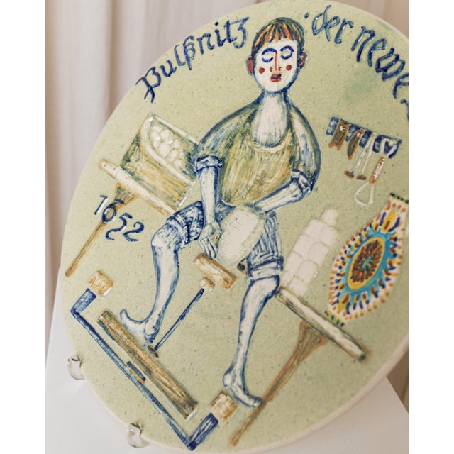 Wall Plate Ceramic by Werner Schmidt for Pulsnitz, Germany, 1970s For Sale - Image 3 of 12