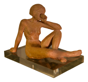 Terracotta Sculpture of a Seated Woman by Norbert Treca, 2000s