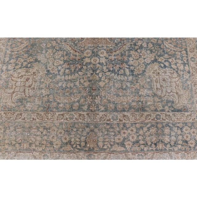 Antique Persian Tabriz Rug With Light Blue Field and Subtle Allover Design 6'4 X 9'10 For Sale - Image 9 of 14