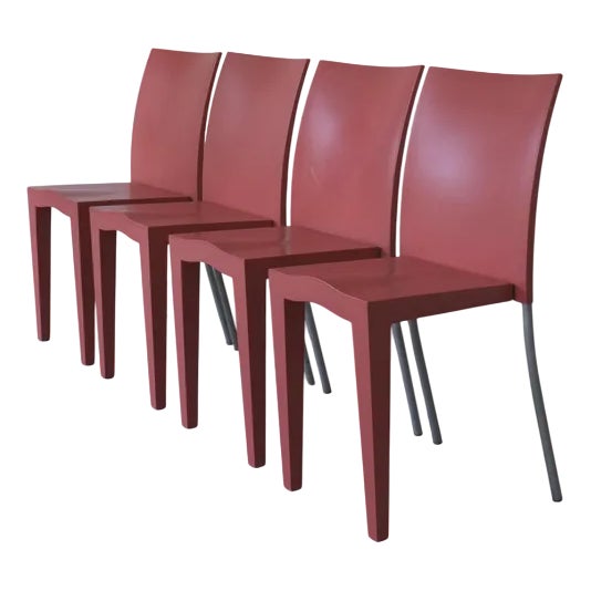 Coral Pink Miss Global Chairs by Philippe Starck, 1990s, Set of 4 For Sale