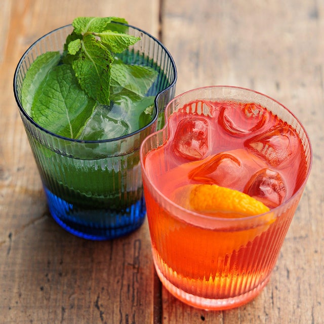 The Handy tumbler combines ergonomic shape with elegance of texture and color. Made of mass-colored, hand-blown, and...