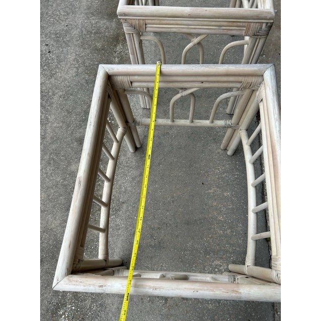 1970s Set of 2 Rattan Side Tables For Sale In West Palm - Image 6 of 9