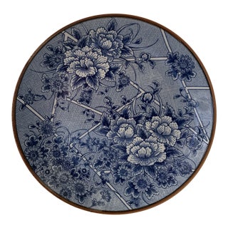 Mid-Late 20th Century Japanese Porcelain Platter in Blue and White For Sale