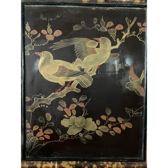 1920s Victorian Tortoiseshell Bamboo & Japanned Lacquer Bonheur Du Jour Writing Desk For Sale - Image 11 of 16