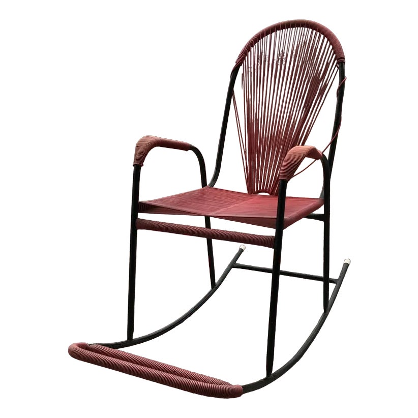 Vintage Plastic and String Rocking Chair, 1960s Chairish
