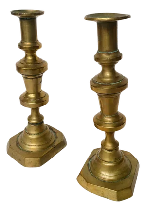 Vintage Brass Candlestick Holders - A Pair