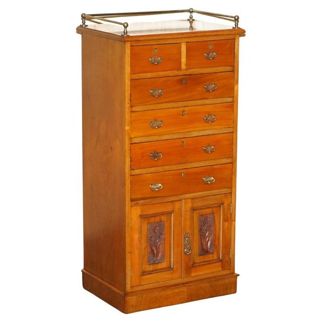 Victorian Walnut Hand Carved Chest of Drawers, 1860 For Sale - Image 16 of 16