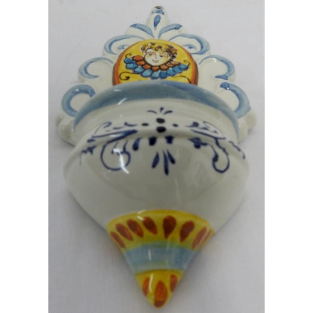 20th Century Hand Painted Ceramic Holy Water Font For Sale - Image 4 of 9