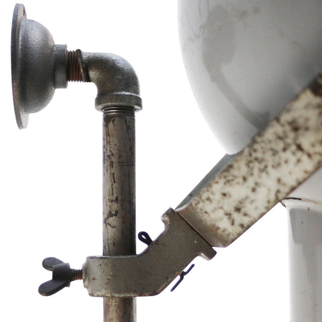 Paint Vintage Industrial Dutch Grey Enamel and Cast Iron Wall Light by Philips, Holland For Sale - Image 7 of 9