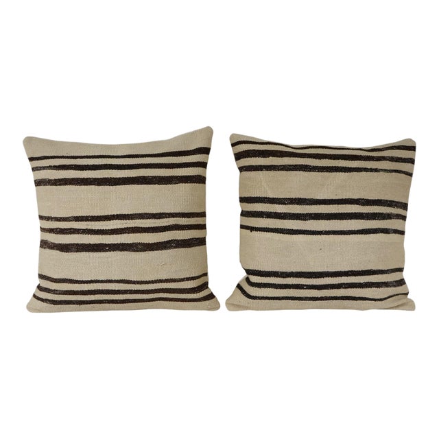 Striped Kilim Pillow Cover - A Pair For Sale