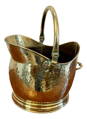 Antique Edwardian Quality Brass Helmet Shaped Coal Shuttle, 1900