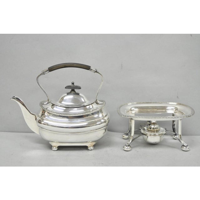 Antique Walker Hall Sheffield Silver Plated Teapot Spirit Kettle on Warmer Stand For Sale - Image 10 of 18