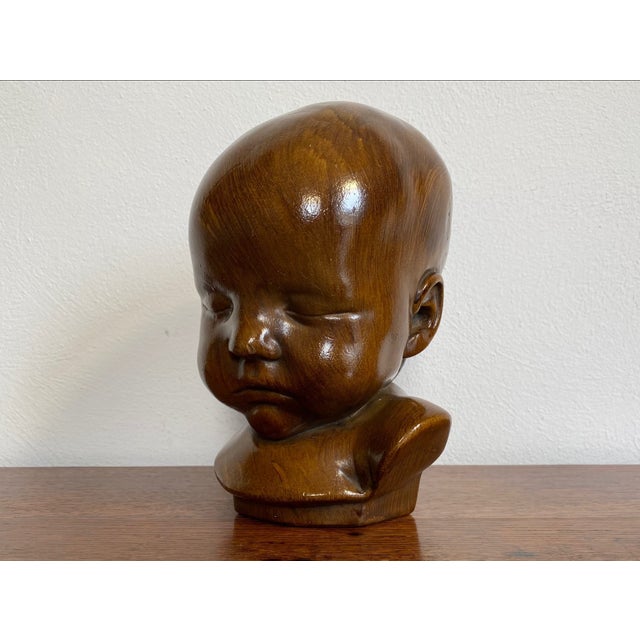 Jan Verdonk, Paridur Bust of a Sleeping Child, 1920s, Plaster & Resin For Sale - Image 9 of 15