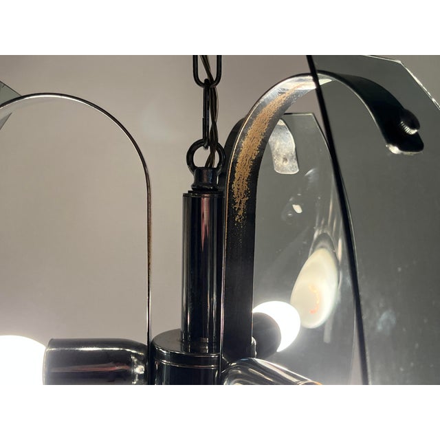 Italian Chrome and Light Blue Glass Ceiling Light, 1970s For Sale - Image 10 of 11