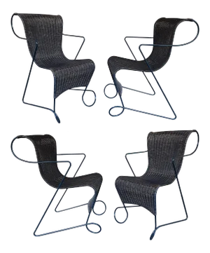 1990s Vintage Zigo Metal Rattan by Ron Arad for Driade - Set of 4