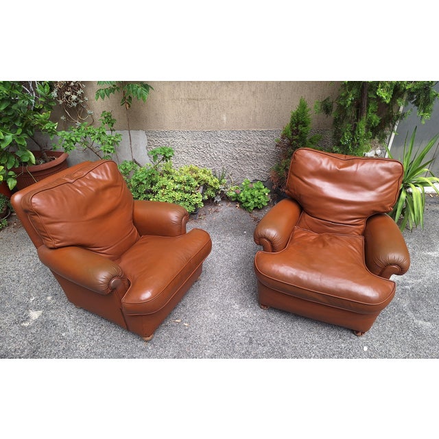 1960s Bergère Armchair in in Brown Leather Poltrona Frau, 1960s, Set of 2 For Sale - Image 5 of 5