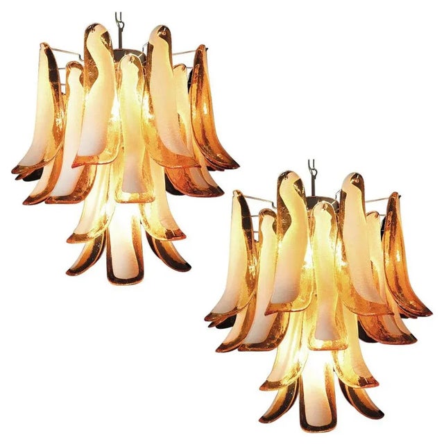 Italian Murano Glass Petal Chandeliers, Set of 2 For Sale - Image 12 of 12