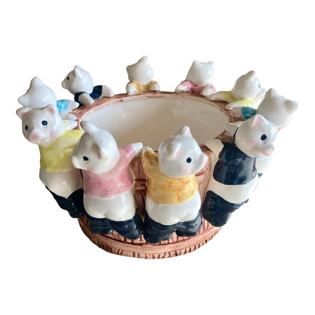 Mid 20th-Century “Circle of Piglets” Earthenware Cachepot For Sale