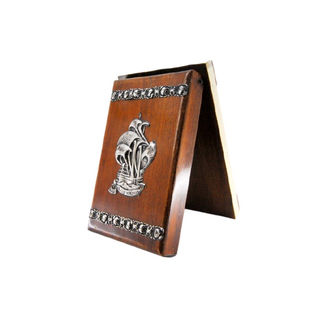 Wooden Notepad Holder with Silver Applications For Sale - Image 11 of 11