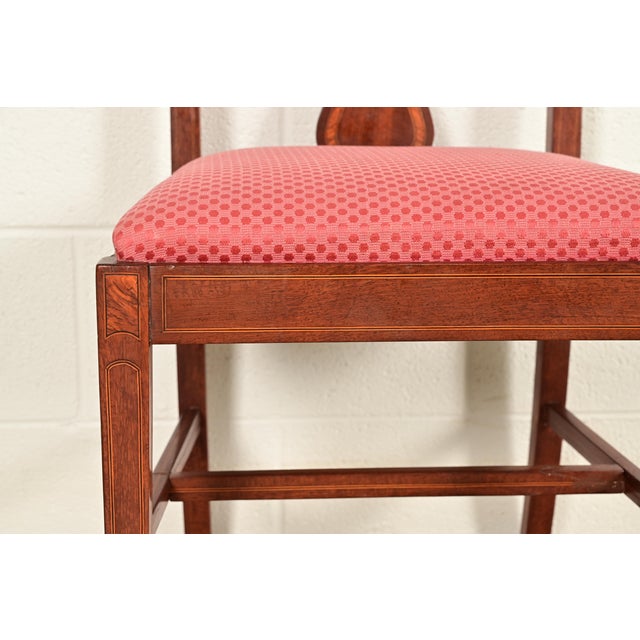 Brown Baker Furniture Style Federal Inlaid Mahogany Side Chairs or Dining Chairs, Pair For Sale - Image 8 of 13