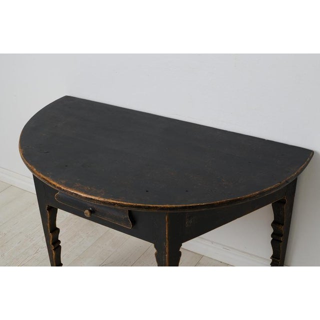 Wood Antique Swedish Demi-Lune Console Table For Sale - Image 7 of 11