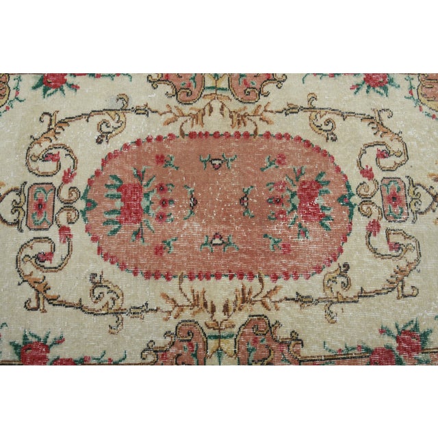 1970s Vintage Handmade Wool Cotton Pink Area Rug For Sale - Image 4 of 11