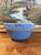1970s Vintage Blue Stoneware Mixing Bowl With Geometric Band - Marked "Ni-L" For Sale - Image 5 of 9