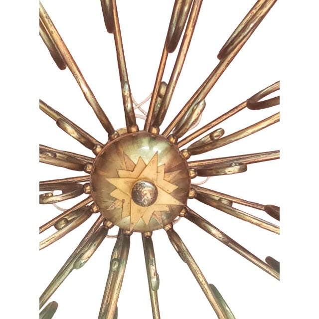 Brass 16-Light Chandelier with Colored Metal Lamp Holder, 1950s For Sale - Image 11 of 18