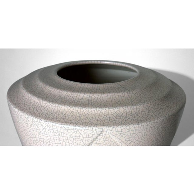 Art Deco French Craquelé White Ceramic Vase For Sale - Image 9 of 18