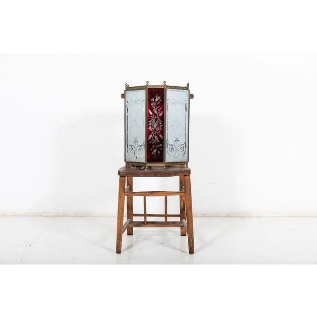 19th Century English Oversized Etched Glass Lantern Shade For Sale - Image 5 of 9