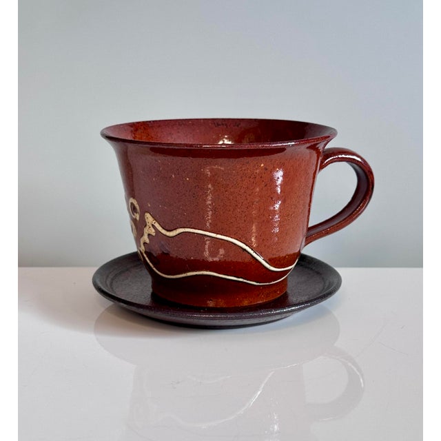 Modernist Studio Ceramic Art Piece Cup andSaucer from Helma Klett, Germany, 1970s, Set of 2 For Sale - Image 9 of 9