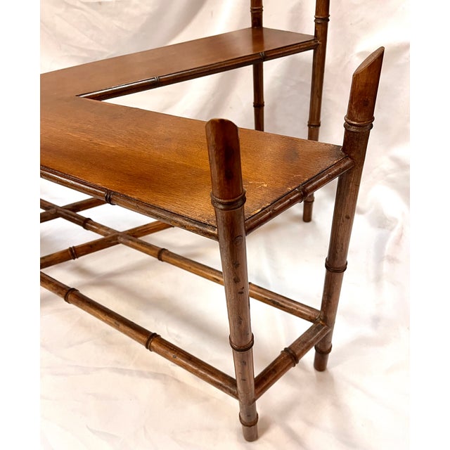 Vintage Bamboo Coffee Table With Brass Tray For Sale - Image 9 of 11