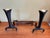 You are viewing a handsome PAIR of Iron + Brass Andirons, designed by Donald Deskey for Bennett Co, c1950s. This classic...