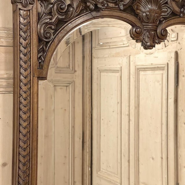 Late 19th Century 19th Century French Walnut Louis XIV Style Marble-Top Console & Beveled Mirror For Sale - Image 5 of 12