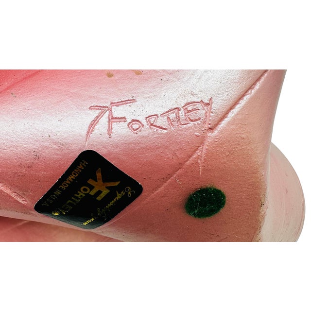 Large 15" Keith Fortley Signed Post-Modern Sculptural Flower Centerpiece – Pink & Opalescent White For Sale - Image 17 of 17