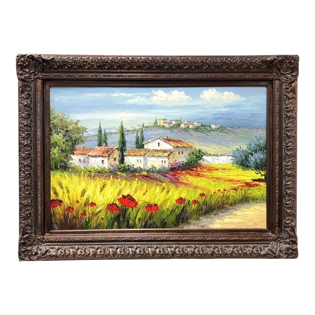 20th Century Original Oil Impasto on Canvas Painting - European Countryside - Unsigned For Sale