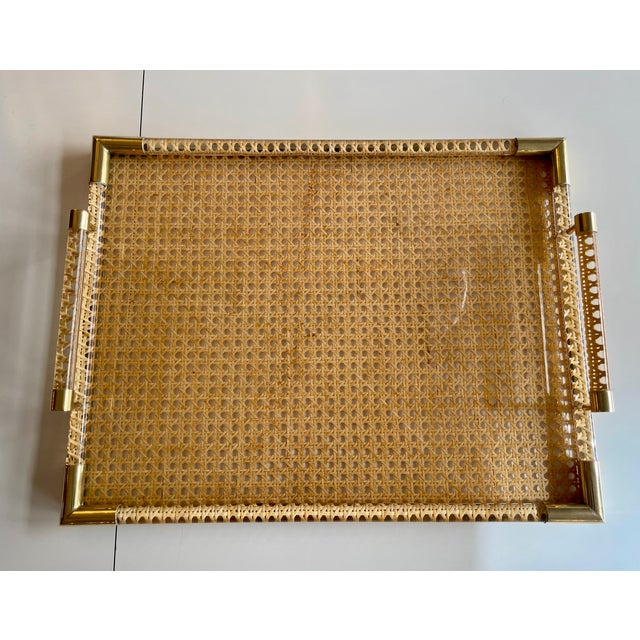 Tray in Acrylic and Viennese Wickerwork, 1970s For Sale - Image 9 of 10