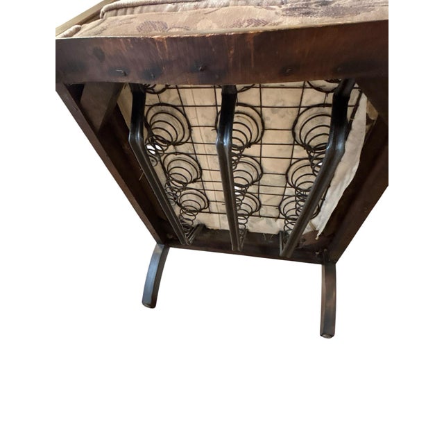 Traditional Queen Anne Style Dark Wood Caned Lounge Chair With Floral Velvet Cushions For Sale - Image 9 of 10
