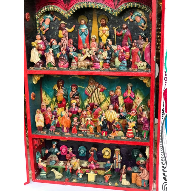 Figurative Hand Made Peruvian Table or Wall Nicho For Sale - Image 3 of 12