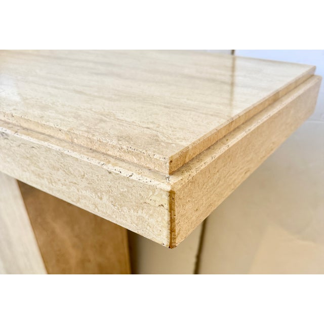 Beige Italian Minimalist Travertine Console Table For Sale - Image 8 of 8