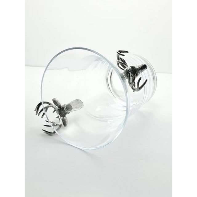 Vagabond House Antler Deer Head Stag Pewter & Glass Ice Champagne Bucket For Sale - Image 4 of 8