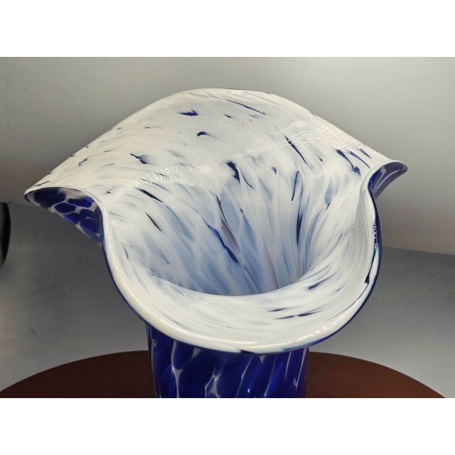 Blue and White Murano Glass Vase, 1960s For Sale - Image 3 of 5
