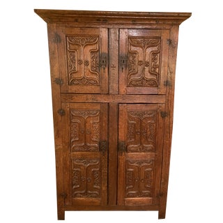 15th Century Gothic 4-Door Cupboard or Wardrobe in Oak For Sale