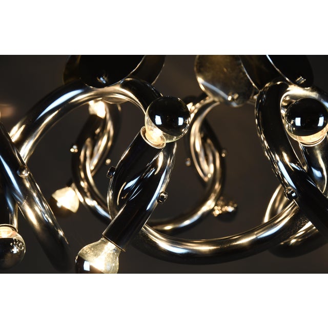Mid-Century Modern Chrome Chandelier in the style of Gaetano Sciolari, 1970 For Sale - Image 4 of 12