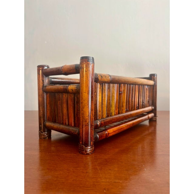 Coastal Vintage Coastal 1950s Lacquered Bamboo Planter Box For Sale - Image 3 of 5